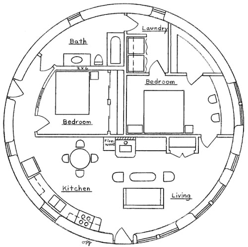 2 Bedroom Round House Plans