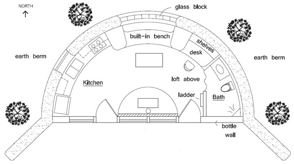 Earth Bermed Natural House Plan