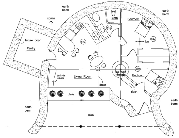 Spiral 2 House Plan, Hobbit House Floor Plans